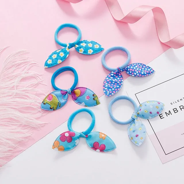 New 5PCS/Lot Fashion Rabbit Elastic Hair Bands Hair Accessories For Girls Cute Ponytail Holder Rubber Bands Children Scrunchies