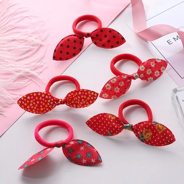 New 5PCS/Lot Fashion Rabbit Elastic Hair Bands Hair Accessories For Girls Cute Ponytail Holder Rubber Bands Children Scrunchies