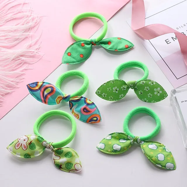 New 5PCS/Lot Fashion Rabbit Elastic Hair Bands Hair Accessories For Girls Cute Ponytail Holder Rubber Bands Children Scrunchies