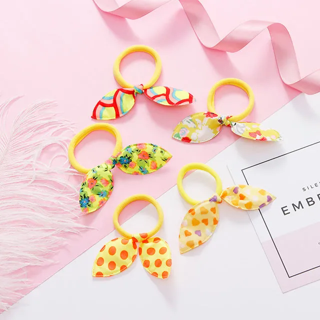 New 5PCS/Lot Fashion Rabbit Elastic Hair Bands Hair Accessories For Girls Cute Ponytail Holder Rubber Bands Children Scrunchies