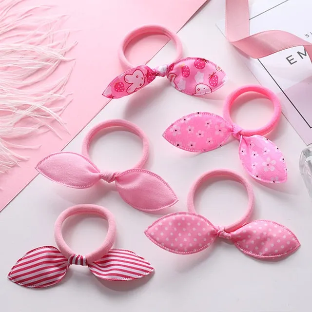 New 5PCS/Lot Fashion Rabbit Elastic Hair Bands Hair Accessories For Girls Cute Ponytail Holder Rubber Bands Children Scrunchies