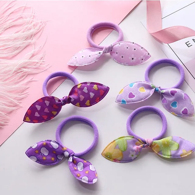 New 5PCS/Lot Fashion Rabbit Elastic Hair Bands Hair Accessories For Girls Cute Ponytail Holder Rubber Bands Children Scrunchies