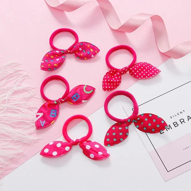 New 5PCS/Lot Fashion Rabbit Elastic Hair Bands Hair Accessories For Girls Cute Ponytail Holder Rubber Bands Children Scrunchies