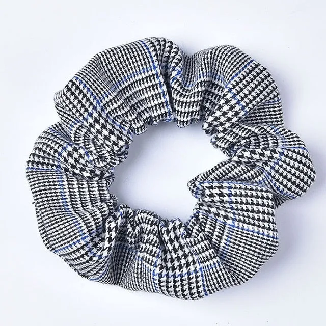 New Arrial Vintage Black & White Check Ponytail Holder Scrunchies Ring Elastic Hair Tie for Women & Girl Hair Accessoires