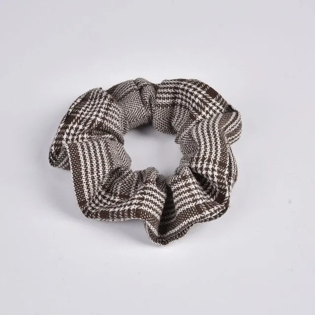 New Arrial Vintage Black & White Check Ponytail Holder Scrunchies Ring Elastic Hair Tie for Women & Girl Hair Accessoires