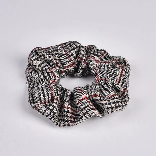 New Arrial Vintage Black & White Check Ponytail Holder Scrunchies Ring Elastic Hair Tie for Women & Girl Hair Accessoires