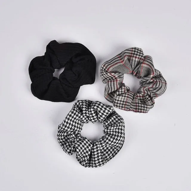 New Arrial Vintage Black & White Check Ponytail Holder Scrunchies Ring Elastic Hair Tie for Women & Girl Hair Accessoires