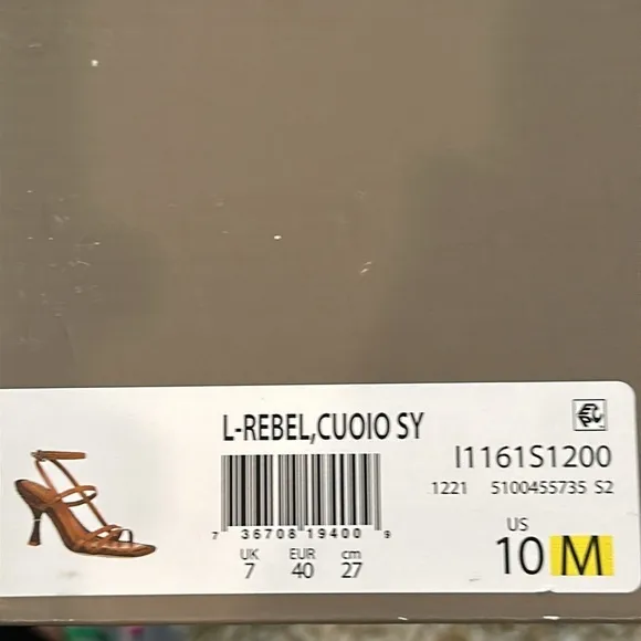 NEW Franco Sarto Rebel Caramel brown faux leather square toe sandal heels Sz 10