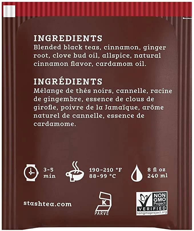 New in box! Stash Tea Double Spice Chai Black Tea Bags, 100-Count Box! Expires 2024!