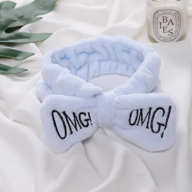 New Letter"OMG" Coral Fleece Soft Bow Headbands For Women Girls Cute Hair Holder Hairbands Hair Bands Headwear Hair Accessories
