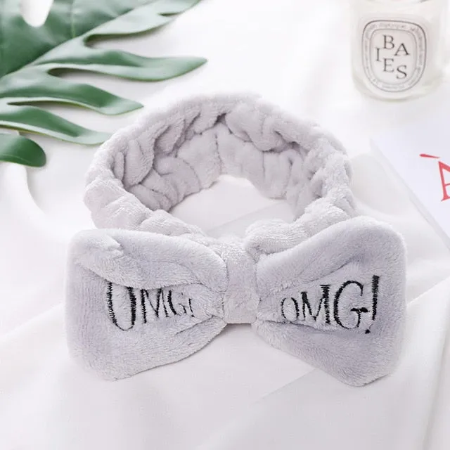 New Letter"OMG" Coral Fleece Soft Bow Headbands For Women Girls Cute Hair Holder Hairbands Hair Bands Headwear Hair Accessories