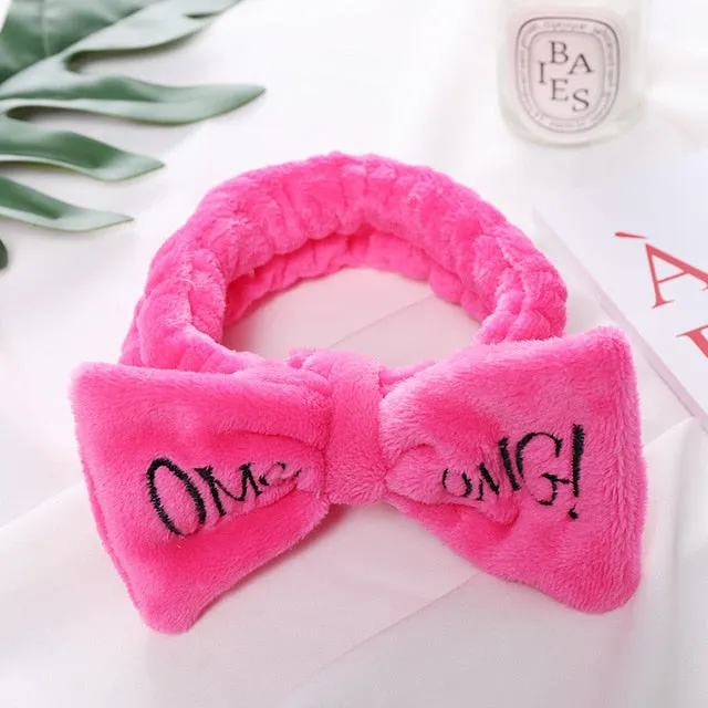 New Letter"OMG" Coral Fleece Soft Bow Headbands For Women Girls Cute Hair Holder Hairbands Hair Bands Headwear Hair Accessories