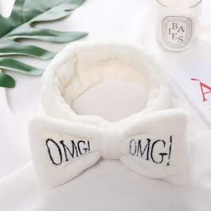 New Letter"OMG" Coral Fleece Soft Bow Headbands For Women Girls Cute Hair Holder Hairbands Hair Bands Headwear Hair Accessories