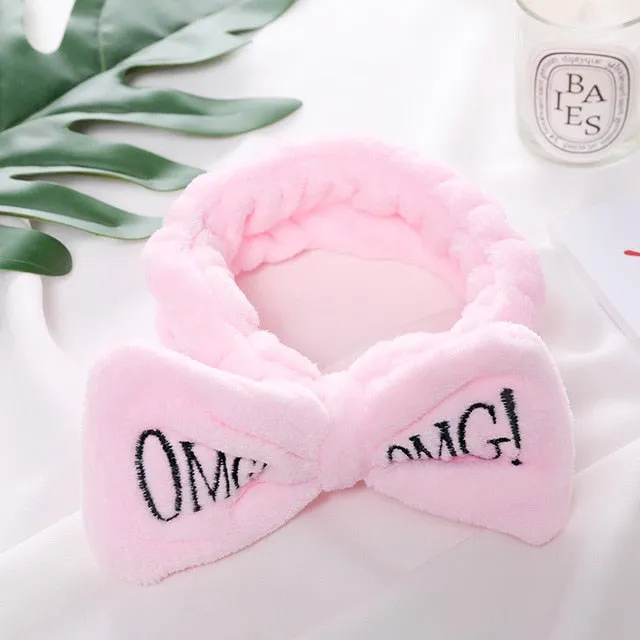 New Letter"OMG" Coral Fleece Soft Bow Headbands For Women Girls Cute Hair Holder Hairbands Hair Bands Headwear Hair Accessories