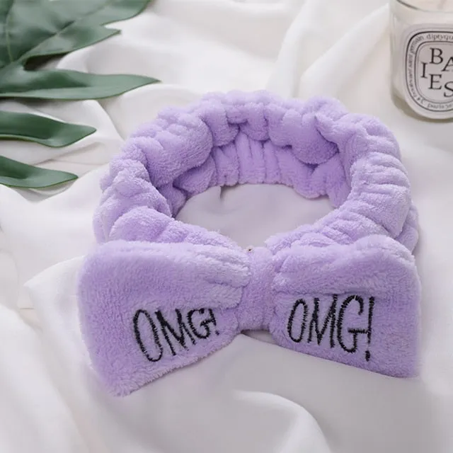 New Letter"OMG" Coral Fleece Soft Bow Headbands For Women Girls Cute Hair Holder Hairbands Hair Bands Headwear Hair Accessories