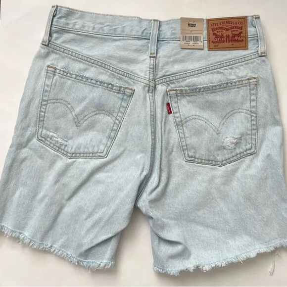 NEW Levi’s 501 high rise mid thigh jeans shorts light wash 27