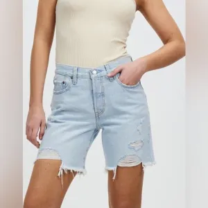 NEW Levi’s 501 high rise mid thigh jeans shorts light wash 27