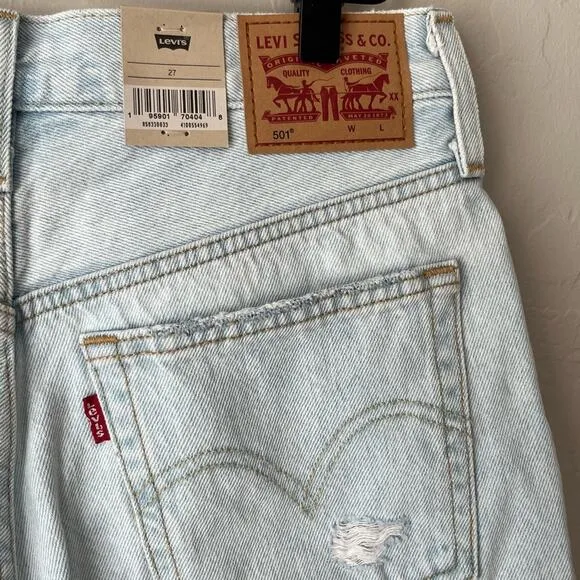 NEW Levi’s 501 high rise mid thigh jeans shorts light wash 27