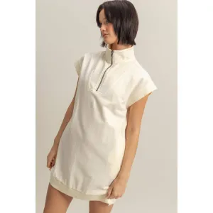 Nicki Half Zip Up Mock Neck Mini Dress