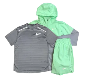 Nike Miler T-Shirt - Windrunner - Challenger Shorts Outfit - Vapour Green/Grey