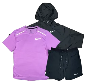 Nike Miler T-Shirt - Windrunner - Flex Stride Shorts Outfit - Candy Pink/Black