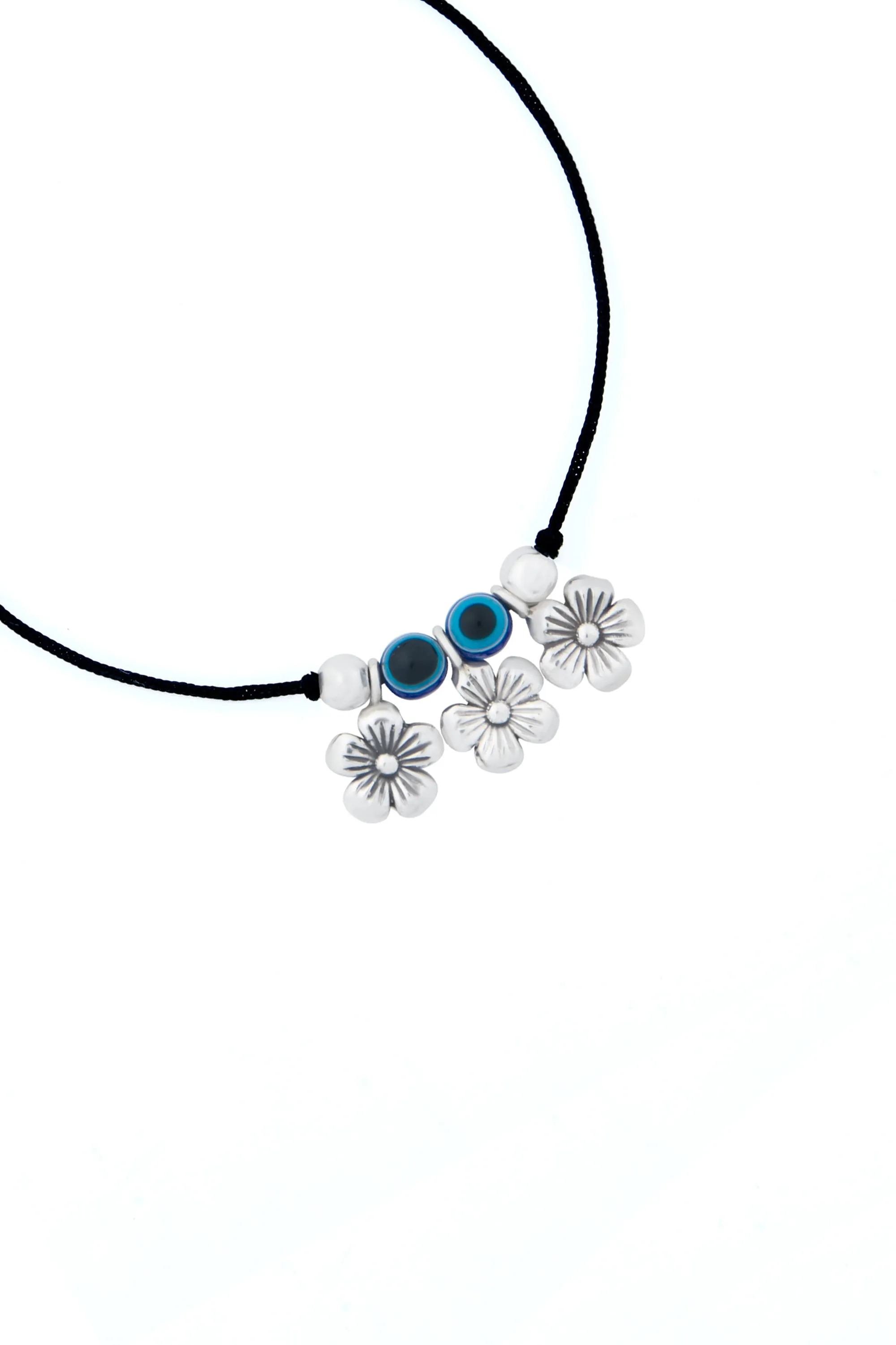 Nipura 925 Sterling Silver Floral Charm Adjustable Anklets Pair