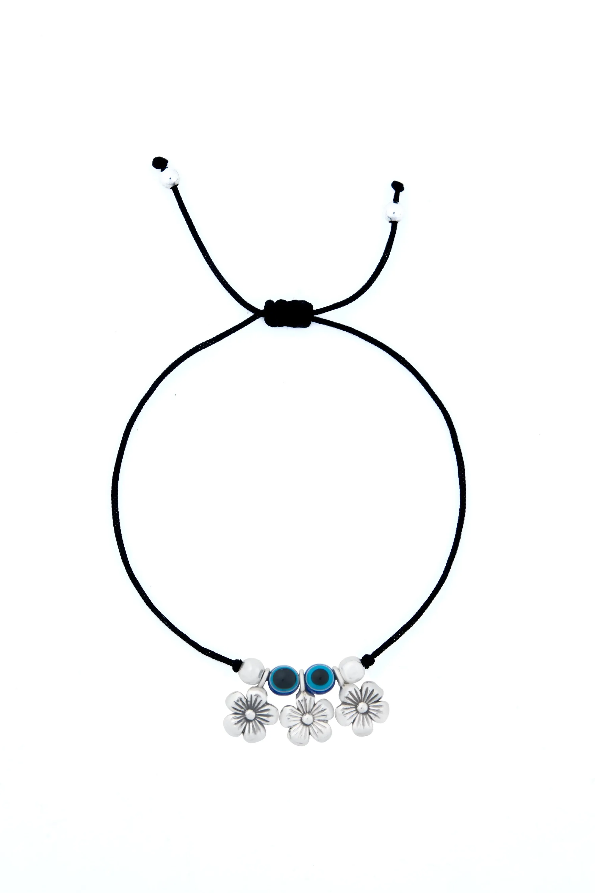 Nipura 925 Sterling Silver Floral Charm Adjustable Anklets Pair