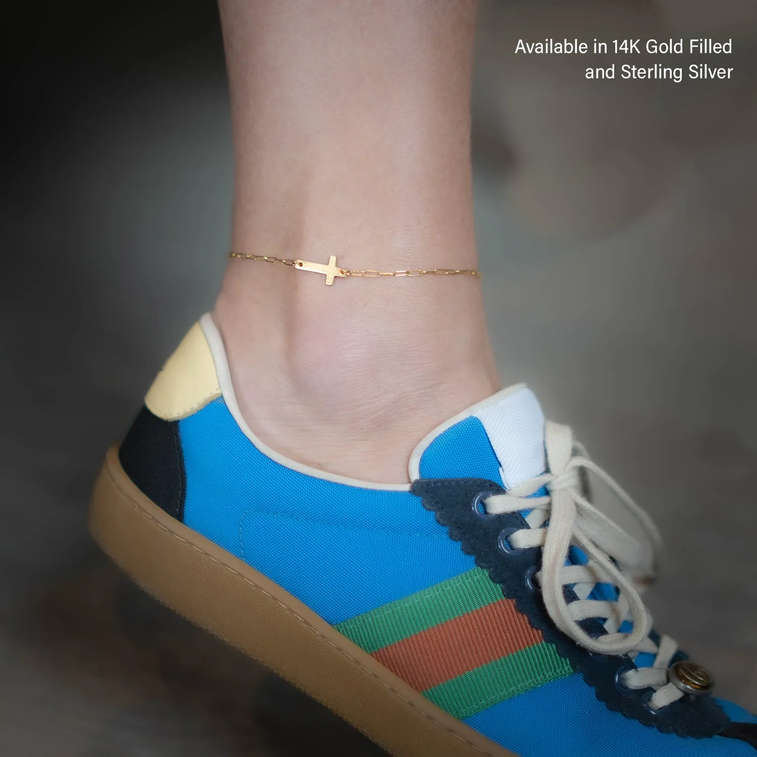 noah sideways cross anklet • faith
