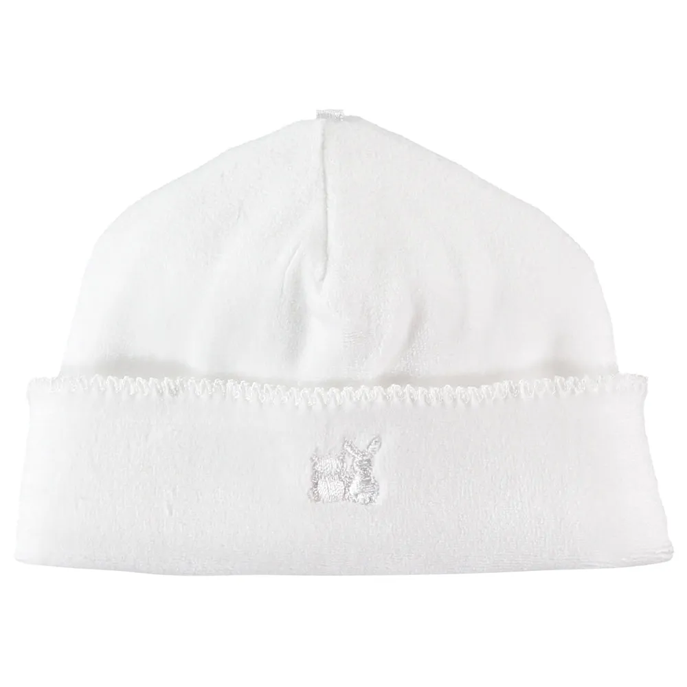 Novel White Unisex Baby Velour Pull On Hat