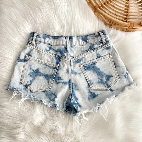 NWOT Revice Hollywood Shorts Bleached Light Blue White Raw Hem High Rise 24