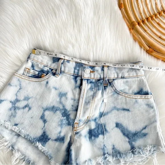 NWOT Revice Hollywood Shorts Bleached Light Blue White Raw Hem High Rise 24