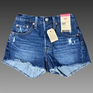 NWT Levi's 501 High Rise Blue Denim Shorts Sz 24