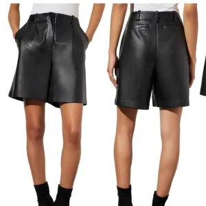 NWT Ming Wang High Waist Faux Leather Shorts black size small