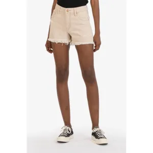 NWT New Kut from the Kloth Jane High Rise Long Cut Off Shorts in Natural Size 14