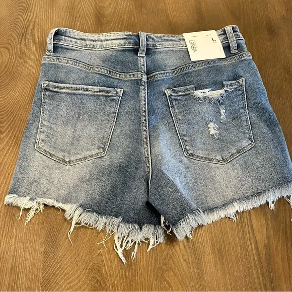 NWT Vervet Distressed High Rise Shorts Size Large Frayed Bottom