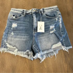NWT Vervet Distressed High Rise Shorts Size Large Frayed Bottom