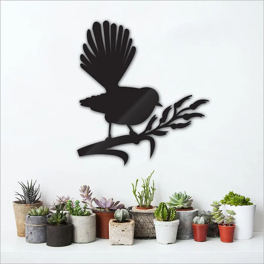 NZ Fantail on Flax Wall Panel or Mirror