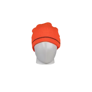 OBE-S1 Orange Safety Beanie Hat with Reflective Stripe