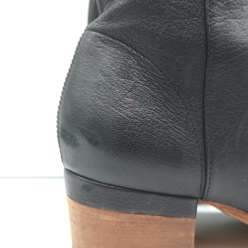 Officine Creative Lolie Ankle Boots Black Grained Leather Size 38.5