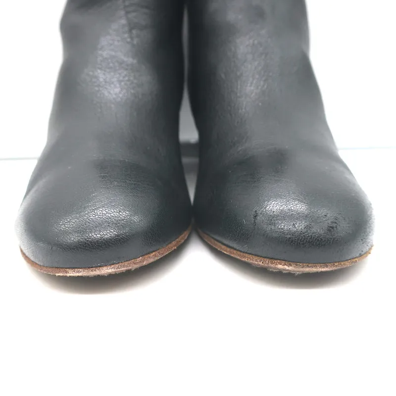 Officine Creative Lolie Ankle Boots Black Grained Leather Size 38.5