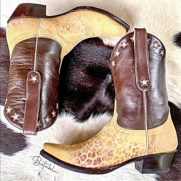 OLD GRINGO Vintage Leopard Star Short Cowboy Boots
