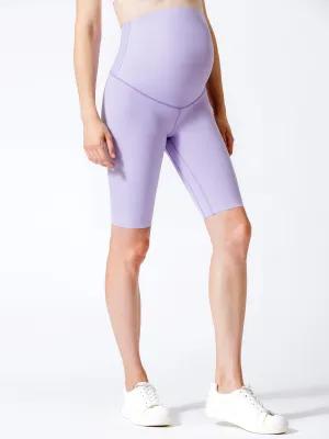 OVER-THE-BUMP MATERNITY SHAPE  BIKER SHORTS, AMETHYST