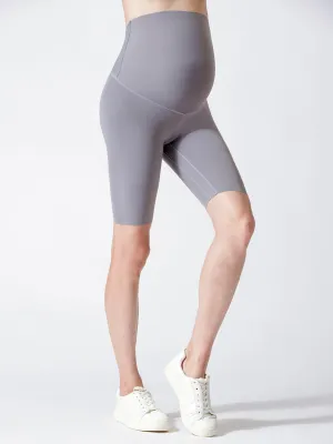 OVER THE BUMP MATERNITY SHAPE  BIKER SHORTS, LUNAR GREY