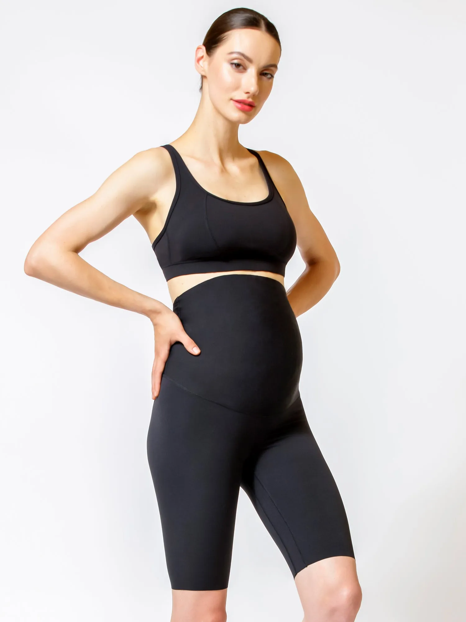 OVER THE BUMP MATERNITY SHAPE BIKER SHORTS