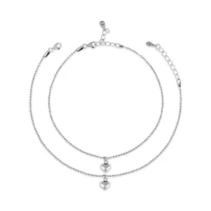 Oxidised Silver Heart Beads Anklet