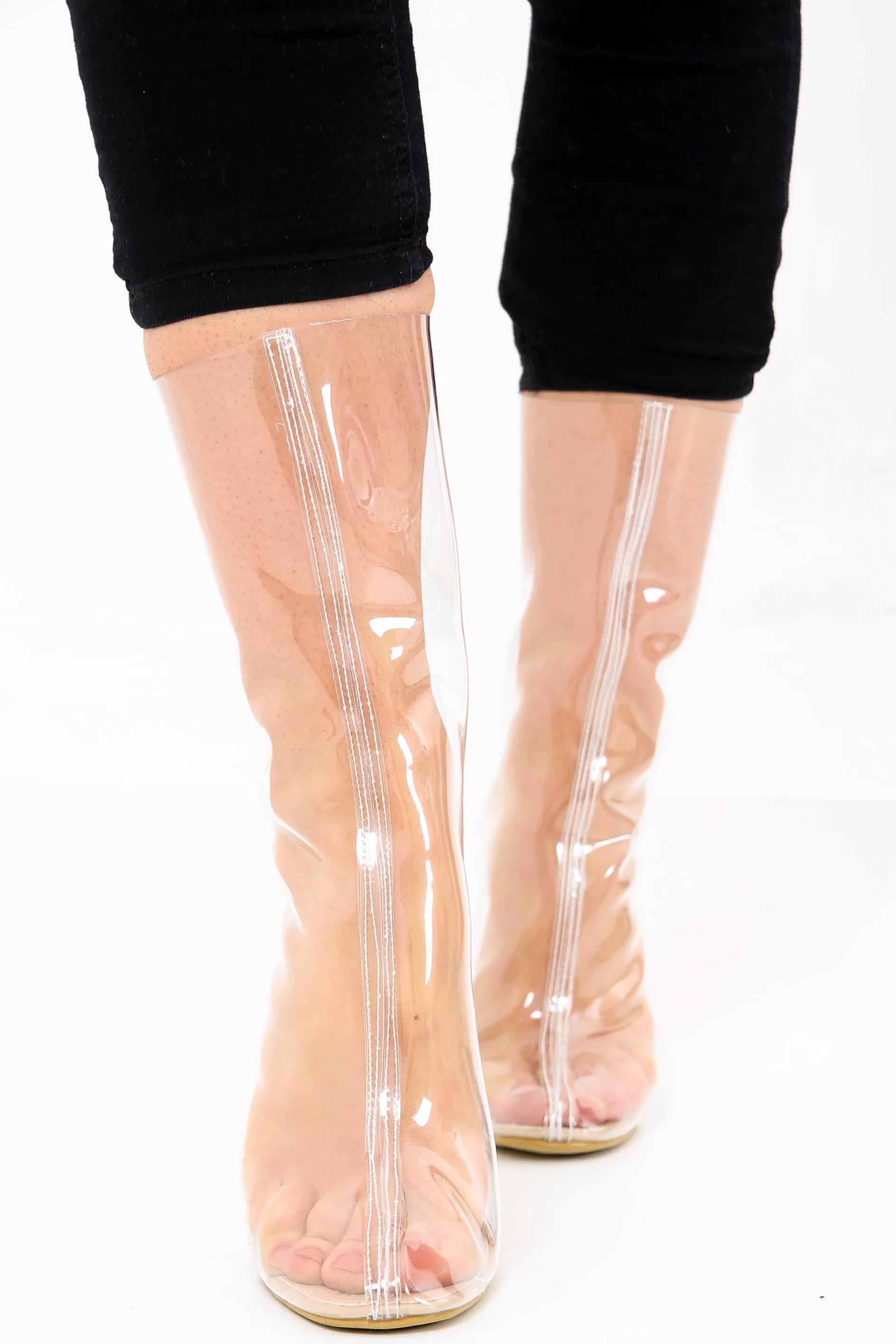 Perspex Chunky Heel Ankle Boots