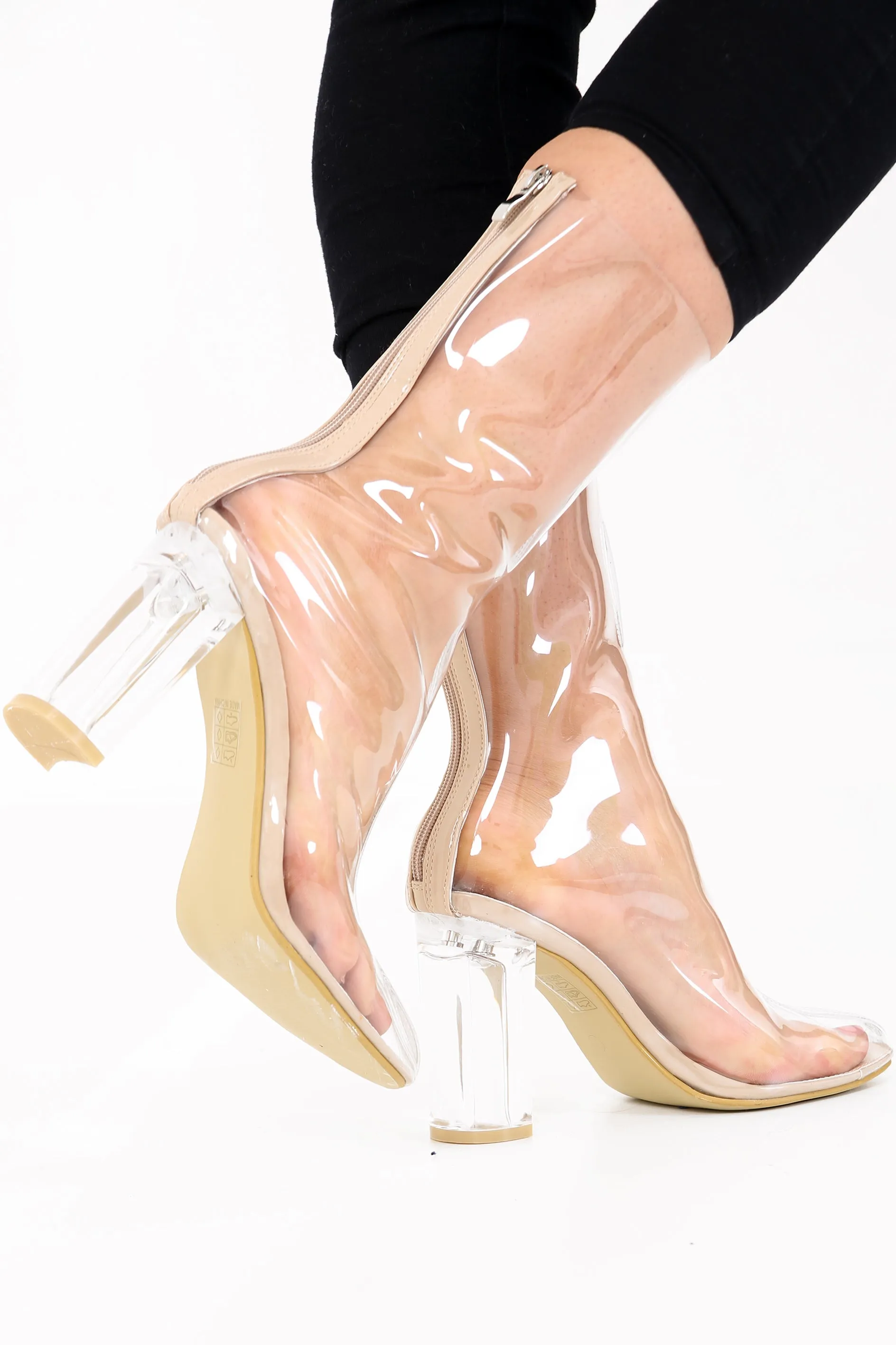 Perspex Chunky Heel Ankle Boots