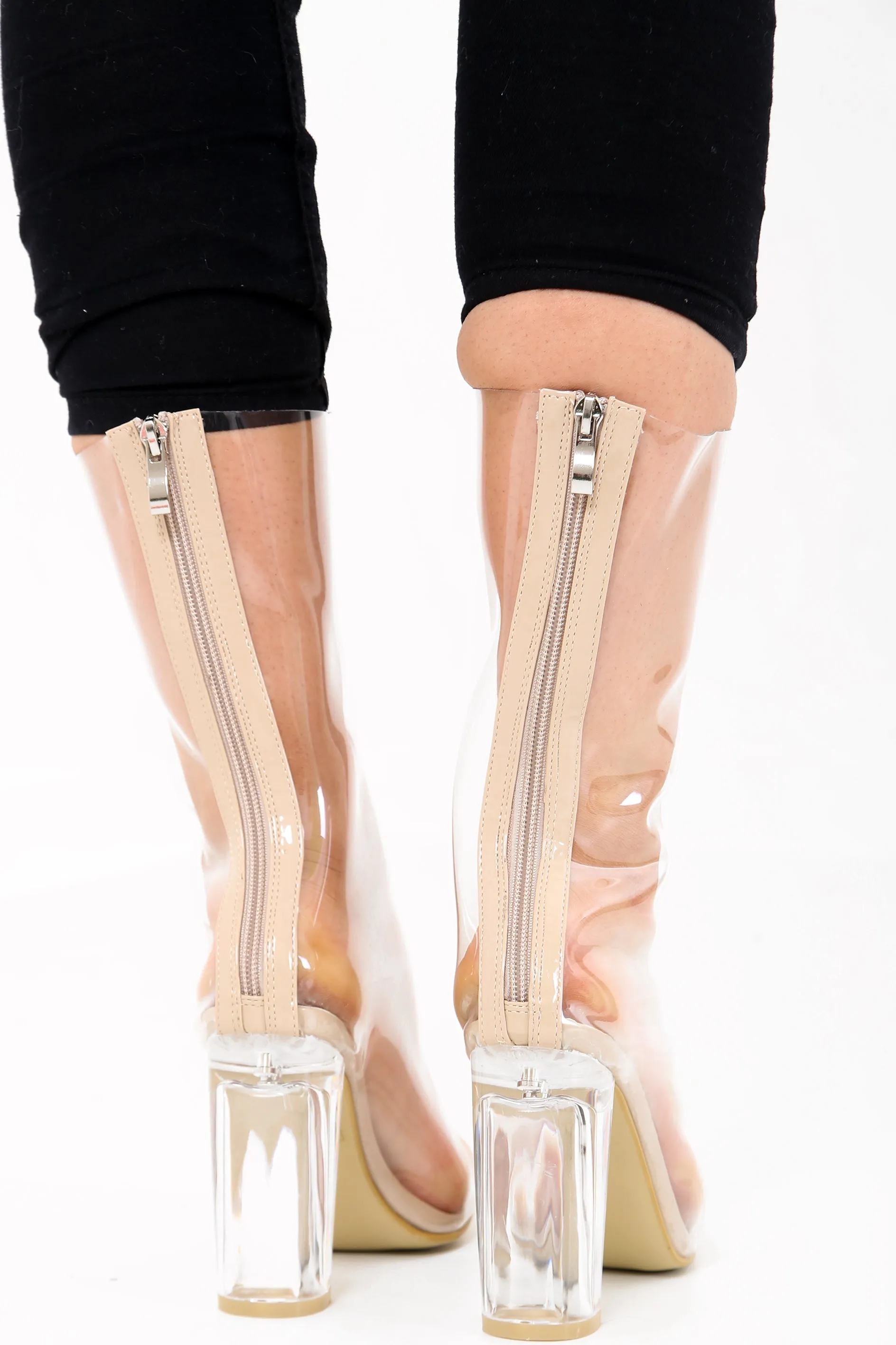 Perspex Chunky Heel Ankle Boots