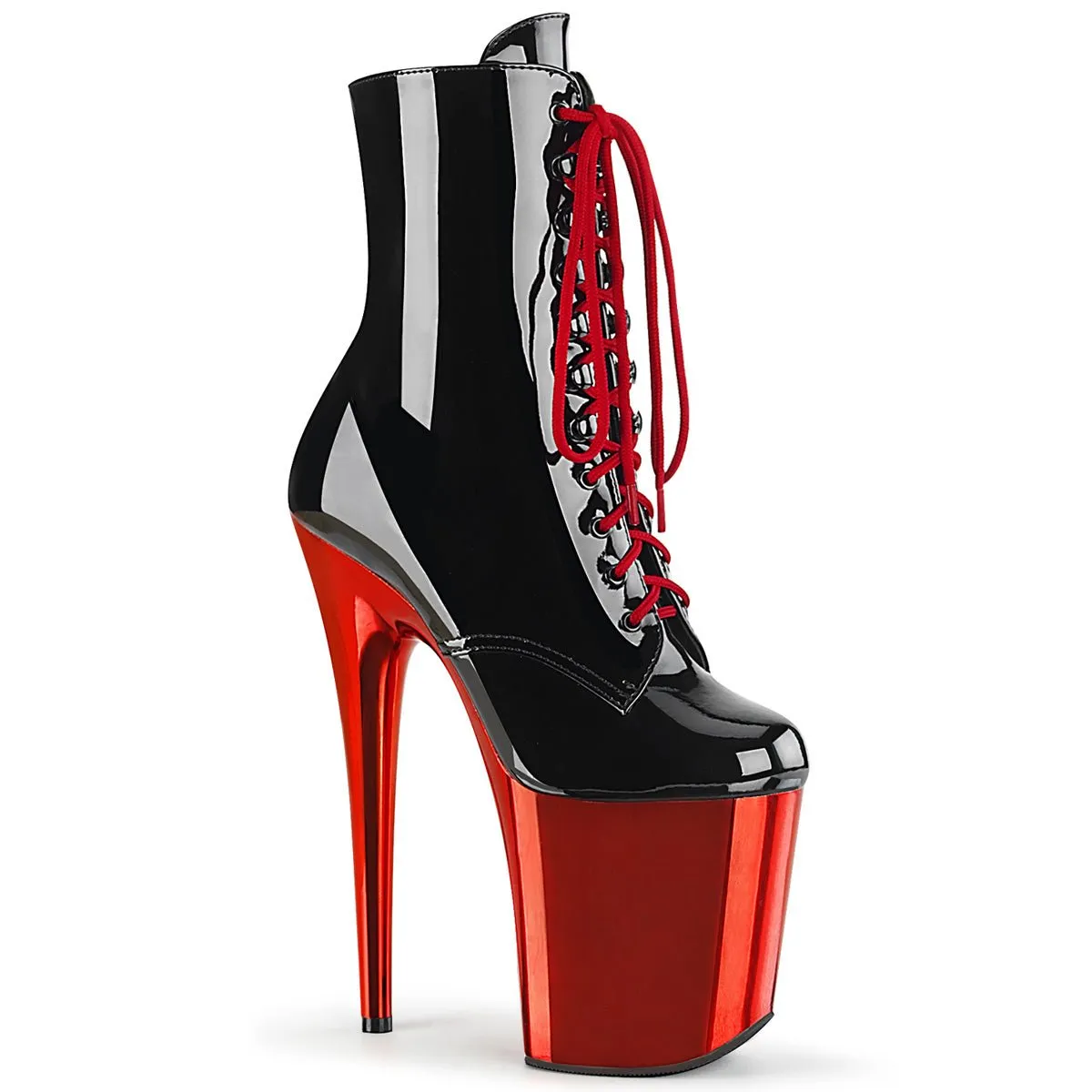 Pleaser Flamingo 1020 Black/Red Chrome