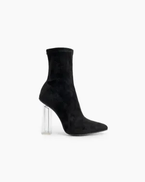 Pointed Toe Clear Heel Slip On Stretch Boots